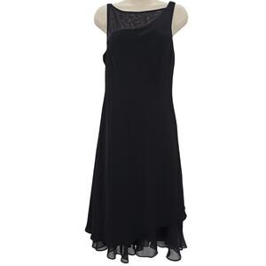 VTG S.L. Fashion Womans size 10 Beaded Sleeveless Midi Cocktail Dress Black USA